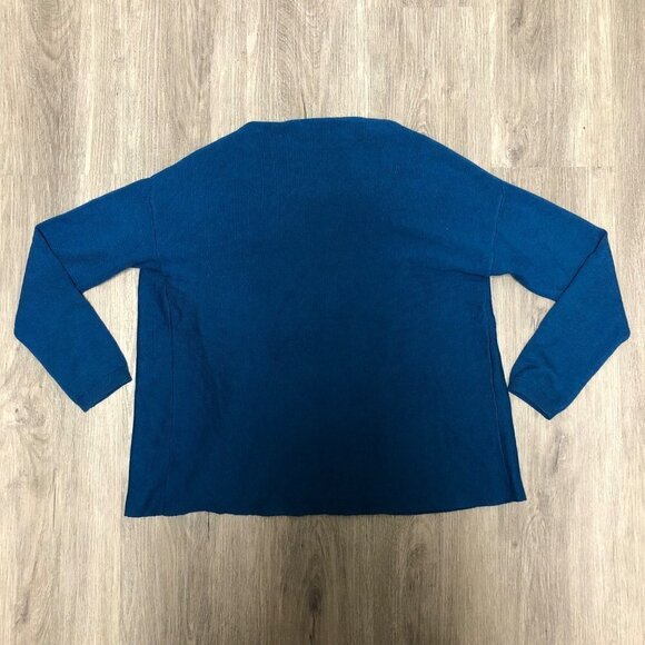 Talbots Cardigan Sweater Women's Size Small Petite Open Front Wool Blend Teal - Picture 3 of 6